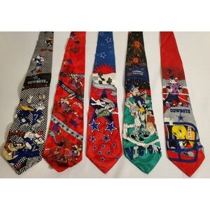 5 Dallas Cowboys Football Looney Tunes Mens Silk Ties Bugs Bunny Taz Road Runner